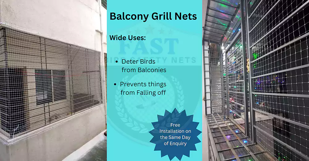 Netting in Balcony Grill for Bird Control